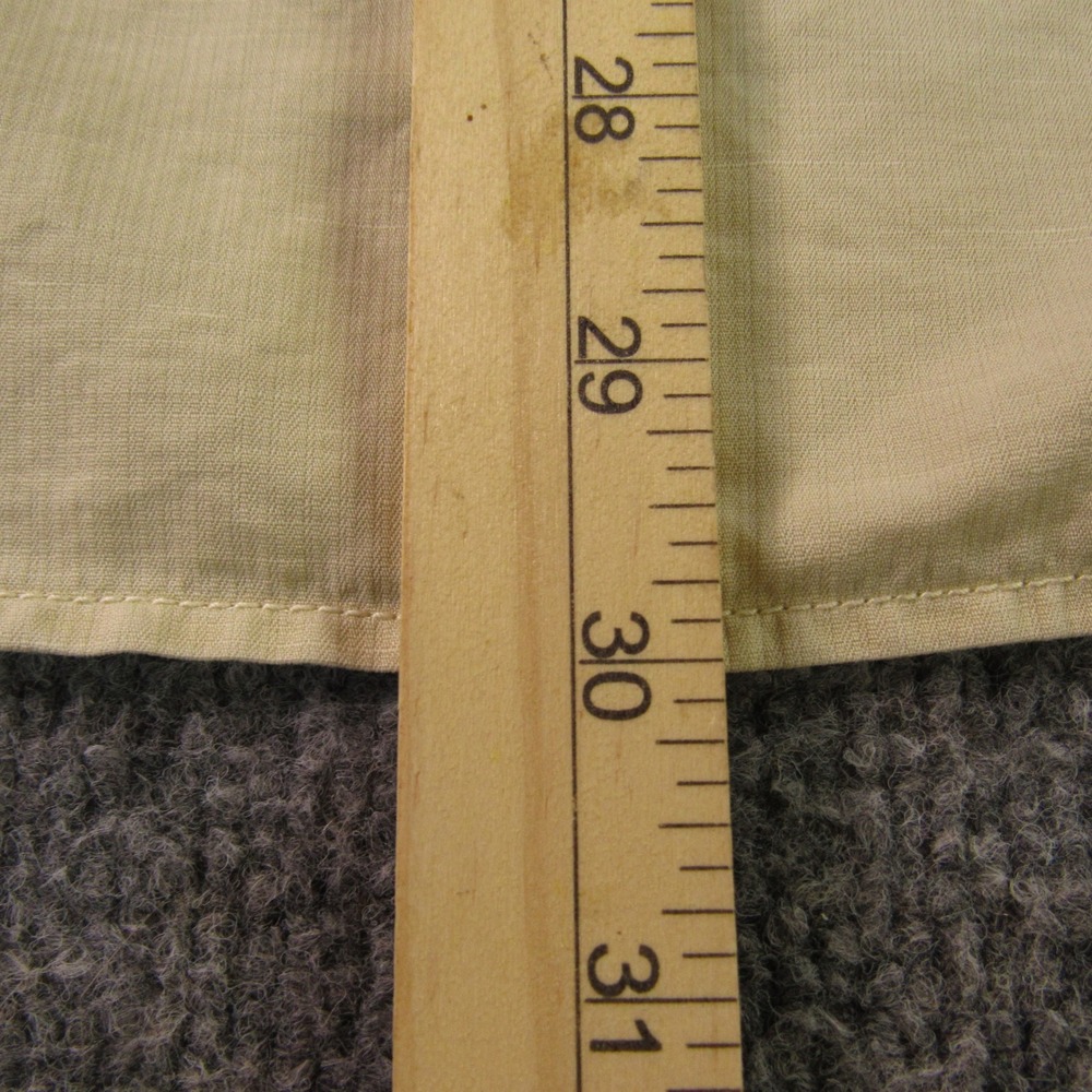 32 Bar Blues Shirt Mens L Tan Cotton Linen Blend Band Collar Short Sleeve Summer - Picture 10 of 11